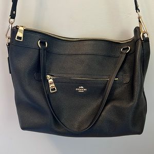 Coach Tote COACH Tyler Black Pebbled Leather Shoulder Tote Bag F54687